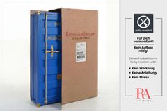 Design Aktenschrank GLOBETROTTER 180cm blau Eisen Container Upcycling Industrial