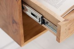 Hängender Nachttisch PURE 50cm braun Akazie Massivholz honey finish Schublade