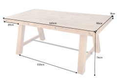 Massiver Esstisch FINCA 165cm vintage braun Pinienholz Industrial Design 8cm Tischplatte