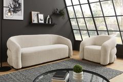 Design Sofa VOGUE 200cm beige Chenille Cremona 3-Sitzer Couch mit Nosagfederung