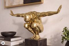 Deko-Figur HIGH DIVER 50cm gold schwarz handmade Athleten-Skulptur