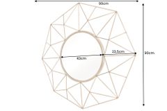 Handgearbeiteter Spiegel DIAMOND XL 90cm messing aus Eisen im Retro Design