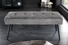Design Sitzbank BOUTIQUE 100cm grau Strukturstoff Metallbeine schwarz