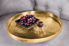 2er Set Runde Couchtische ELEMENTS 60cm gold schwarz Metall Tabletttisch Beistelltisch handmade
