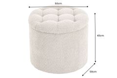 Runder Hocker MODERN BAROCK 50cm champagner Bouclé mit Stauraum