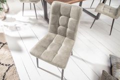 Retro Design Stuhl MODENA stone grau mit Ziersteppung