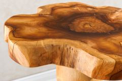 Massivholz Beistelltisch ROOT 70cm natur Teak aus Wurzelholz im Stelzen-Design
