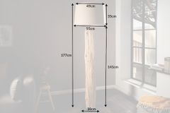 Handmade Stehlampe ROUSILIQUE 180cm beige Treibholzlampe Leinenschirm Baumstamm