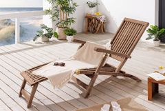 Massive Gartenliege EMPIRE TEAK 175cm natur Teakholz Deckchair verstellbar