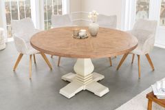 Runder Esstisch HAMPTONS 140cm hellbraun creme recycelte Pinie Massivholz