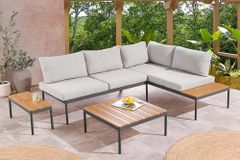 Outdoor Lounge MOBILE MODULAR anthrazit hellgrau Garten-Sitzgruppe inkl. Tisch und Kissen