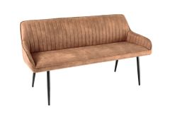 Design Sitzbank TURIN 160cm braun schwarz Metallbeine mit Armlehne