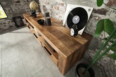 Massives TV-Board IRON CRAFT 170cm  Mangoholz Lowboard 3 Schubladen