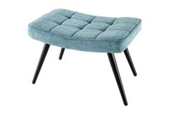 Moderner Hocker SCANDINAVIA blau Strukturstoff Metallbeine Fußhocker
