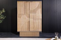 Design Barschrank ART DECO 140cm weiß gekälkt Mangoholz 3D-Front