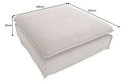 Großer Sitzhocker HEAVEN 100cm greige Cord Sofahocker abnehmbarer Bezug