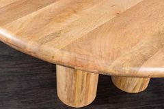 Runder Esstisch ART DECO 140cm natur Mangoholz massiv mit Säulenfüßen