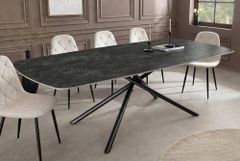 Design Esstisch OSAKA 160cm anthrazit Keramik schwarz Sterngestell Metall