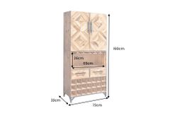 Design Barschrank BODEGA 160cm natur Pinienholz Weinregal Glashalter Schubladen