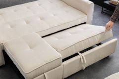 Ausziehbares Schlafsofa SMART 180cm beige Cord 2-Sitzer Couch mit Nosagfederung