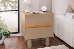 Design Nachtschrank COSMO 60cm greige Eiche zwei Schubladen