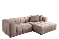 Modernes Ecksofa ZERO GRAVITY 240cm greige Cord 3-Sitzer Couch L-Form