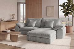 Stilvolles Big Sofa SOHO 260cm grau Chenille 4-Sitzer Couch mit Wellenunterfederung