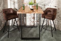 Massiver Bartisch IRON CRAFT 120cm natur Mangoholz Stehtisch Industrial Design