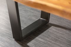 Massivholz Baumstamm Couchtisch MAMMUT 110cm Akazie schwarzes Metallgestell 3,5cm Tischplatte