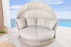 Drehbare Sonneninsel SEATTLE 195cm greige mit Sonnendach inkl. Kissen