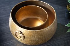 Handgefertigte Schalen 2er Set ORIENT gold Blumentopf im Hammerschlagdesign