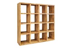 Massives Regal IRON CRAFT 160cm natur Mangoholz Bücherregal sechzehn Fächer