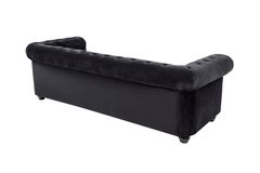 Barock Sofa CHESTERFIELD 205cm schwarz Samt Federkern Knopfheftung 3-Sitzer Couch
