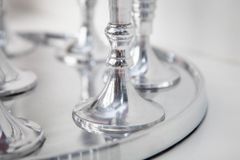 Kerzenständer MODERN BAROCK 30cm 9-flammig silber Aluminium poliert Kerzenhalter Deko-Platte