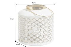 Deko Windlicht CANDLELIGHT 20cm beige-grün Metall handmade Laterne