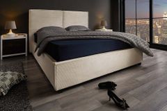 Modernes Boxbett ROCCO 160x200cm beige Cord mit Stauraum und Lattenrost