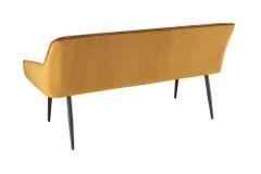 Design Sitzbank TURIN 160cm senfgelb Samt schwarz Metallbeine Armlehne