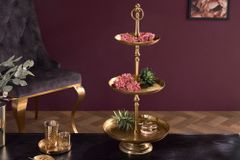 Design Etagere ORIENT 65cm gold im Wild Hammerschlag mit drei Etagen