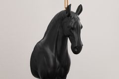 Extravagante Tischlampe BLACK BEAUTY 75cm schwarz gold Pferde-Skulptur