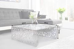 Handgearbeiteter Couchtisch ABSTRACT 60cm Alu silberfarbig im Gap Design
