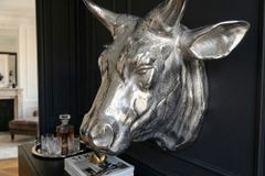 Extravagante Stierkopf Wanddekoration TORERO 65cm silber Deko Schädel
