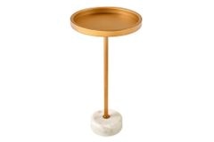 Runder Beistelltisch TRAYFUL 60cm gold Eisen weiß Marmorfuß handmade