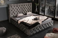 Design Doppelbett PARIS 180x200cm grau Samt Chesterfield