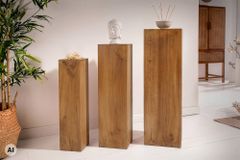 Design Deko Säule 3er Set MAKASSAR 80cm braun honey finish Mangoholz Handarbeit