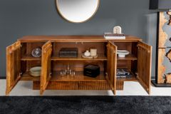 Massives Sideboard ART DECO 170cm braun smoke Mangoholz 3D-Front