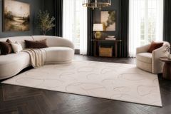 3D Hochflor Teppich LUNA 230x160cm beige Hoch-Tief-Effekt Indoor-Teppich