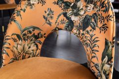 Design Stuhl PRÊT-À-PORTER gelb Samt florales Muster und goldene Fußkappen