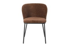 Design Stuhl LYON braun Chenille schwarze Metallbeine