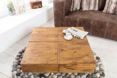 Massiver Couchtisch BOLT 70cm braun Mangoholz honey finish handmade