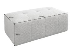 Moderner Hocker ROYAL 120cm grau Veloursstoff Federkern Sitzhocker